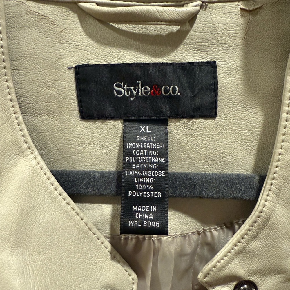 Beige Leather Jacket - image 3